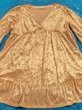 Motherhood Maternity XL Pale Pink Crushed Velvet Dress, Holiday Party Dress